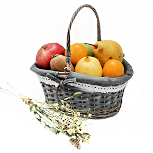 Корзина с фруктами 1.4 кг и сухоцветом в Заречье