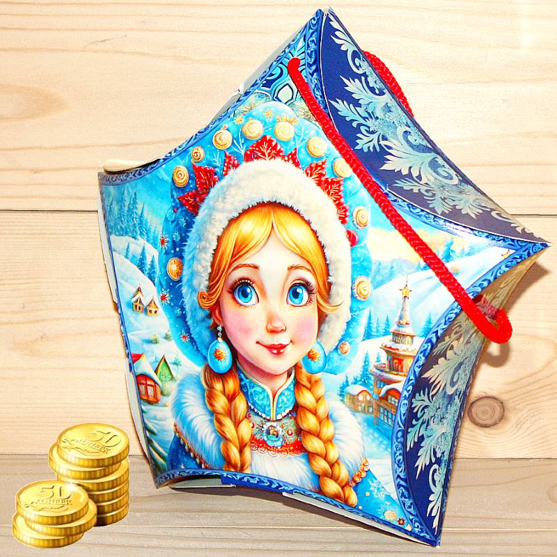 Сладкий новогодний подарок весом 300 грамм в картонной упаковке в Заречье